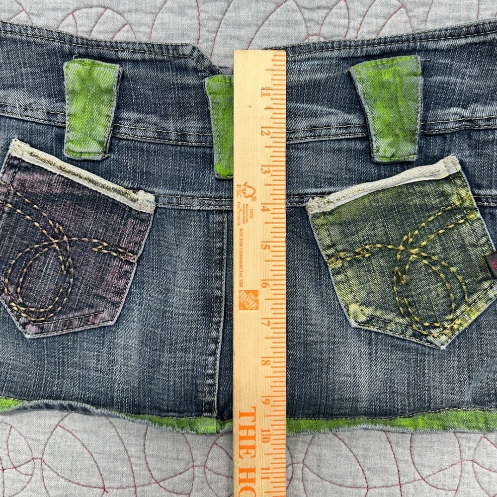 Kaña Micro Mini Skirt Green Purple Y2K Cyberpunk Fashion Punk Womens 36 (US 30) - Picture 6 of 10